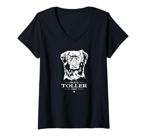 Damen Stolze Nova Scotia Duck Tolling Retriever Dad Hund Hunde T-Shirt mit V-Ausschnitt Damen Stolze Nova Scotia Duck Tolling Retriever Dad Hund Hunde T-Shirt mit V-Ausschnitt von Wilsigns Nova Scotia Duck Tolling Retriever Design
