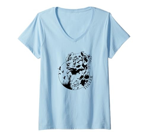 Damen Nova Scotia Duck Tolling Retriever Portrait Toller Jagdhunde T-Shirt mit V-Ausschnitt Damen Nova Scotia Duck Tolling Retriever Portrait Toller Jagdhunde T-Shirt mit V-Ausschnitt von Wilsigns Nova Scotia Duck Tolling Retriever