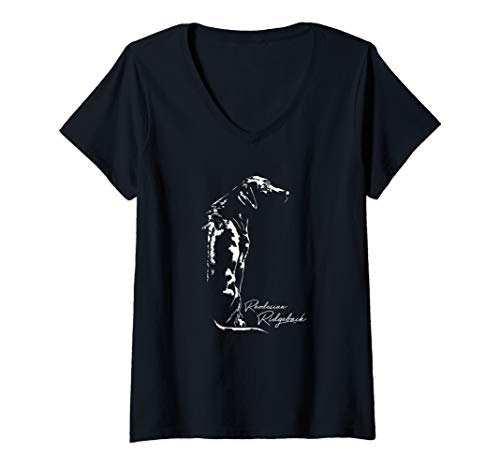 Damen Rhodesian Ridgeback Hund Hundeportrait Wilsigns Hunde T-Shirt mit V-Ausschnitt von Wilsigns Rhodesian Ridgeback Designs