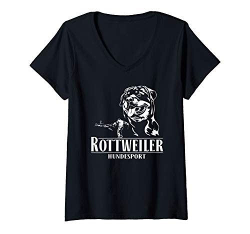 Damen Rottweiler IGP Hundesport Hund Hunde T-Shirt mit V-Ausschnitt Damen Rottweiler IGP Hundesport Hund Hunde T-Shirt mit V-Ausschnitt von Wilsigns Rottweiler Designs
