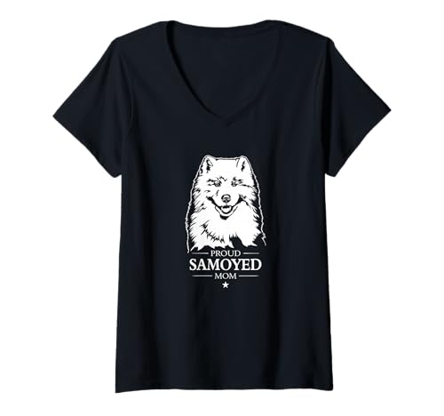 Damen Stolzer Samojede Mom Hundebesitzer Hund Samoyed Hunde T-Shirt mit V-Ausschnitt Damen Stolzer Samojede Mom Hundebesitzer Hund Samoyed Hunde T-Shirt mit V-Ausschnitt von Wilsigns Samojede Mom Designs