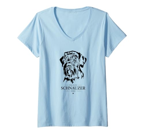 Damen Stolzer Schnauzer Dad Hundebesitzer Riesenschnauzer Hunde T-Shirt mit V-Ausschnitt Damen Stolzer Schnauzer Dad Hundebesitzer Riesenschnauzer Hunde T-Shirt mit V-Ausschnitt von Wilsigns Schnauzer Dad Designs