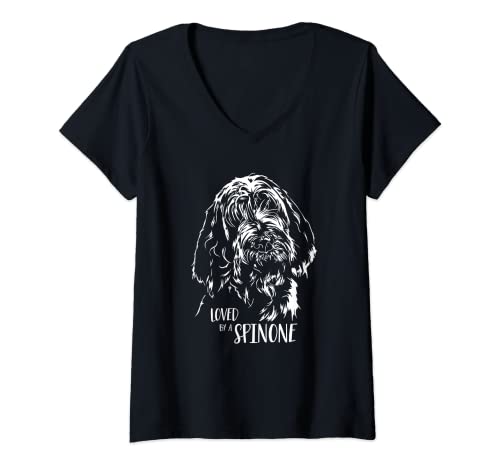 Damen Spinone Italiano Loved by a Spinone Hund Spruch Hundespruch T-Shirt mit V-Ausschnitt Damen Spinone Italiano Loved by a Spinone Hund Spruch Hundespruch T-Shirt mit V-Ausschnitt von Wilsigns Spinone Italiano Liebe