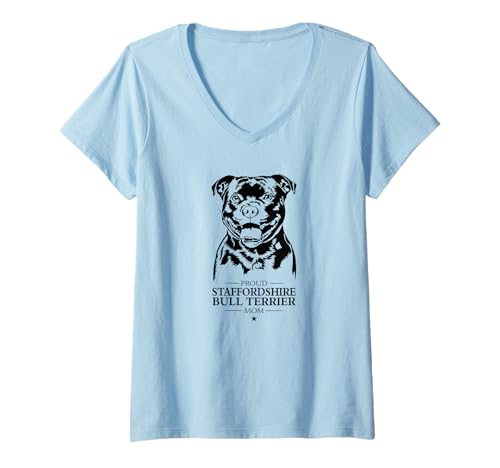 Damen Staffordshire Bull Terrier Mom Hundebesitzer Staffy Hunde T-Shirt mit V-Ausschnitt Damen Staffordshire Bull Terrier Mom Hundebesitzer Staffy Hunde T-Shirt mit V-Ausschnitt von Wilsigns Staffordshire Bullterrier Mom Designs