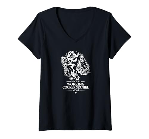Damen Working Cocker Spaniel Mom Hund Hundebesitzer Jagdhunde T-Shirt mit V-Ausschnitt von Wilsigns Working Cocker Spaniel Mom Designs