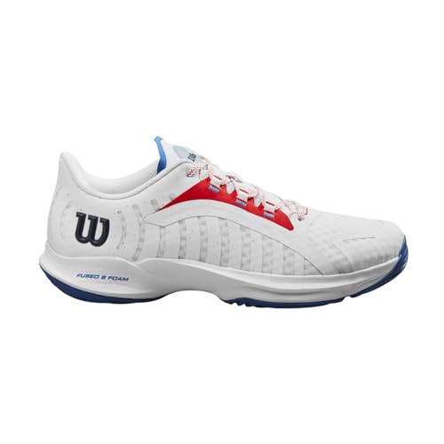 Wilson Herren Hurakn Pro Tennis Shoe, White Red/Deja Vu Blue, 48 EU Wilson Herren Hurakn Pro Tennis Shoe, White Red/Deja Vu Blue, 48 EU von Wilson