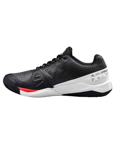 Wilson Herren Rush Pro 4 Tennisschuh, Black/White/Poppy Red, 45 1/3 EU von Wilson