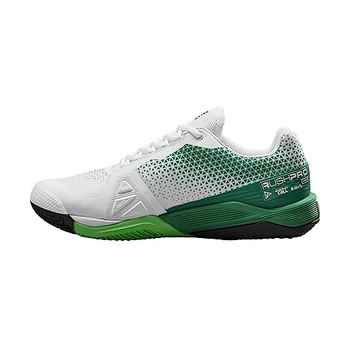 Wilson Herren Rush Pro 4.0 Clay Sneaker, White/Bosphorus/Classic Green, 40 2/3 EU von Wilson