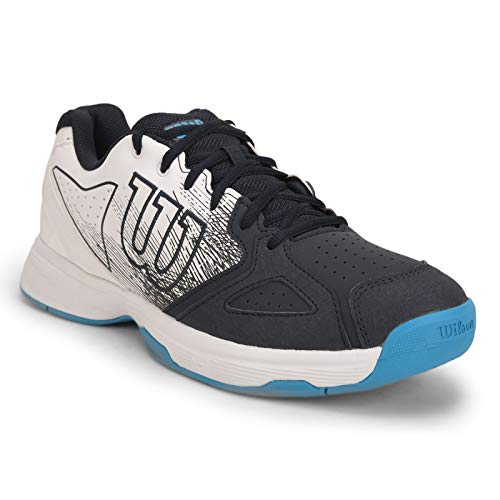 Wilson Herren Tennisschuhe, KAOS STROKE, Grau/Weiß/Blau, 47 1/3, Für alle Bodenbeläge, Alle Spielertypen, WRS328150E120 von Wilson