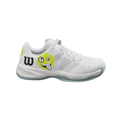 Wilson KAOS Emo Tennis Shoe, White/Safety Yellow/Stratosphere, 32 2/3 EU von Wilson