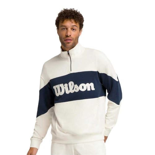 Wilson Herren Sweatshirt M Parkside Half-Zip Sandrift Creme-Dunkelblau XL von Wilson