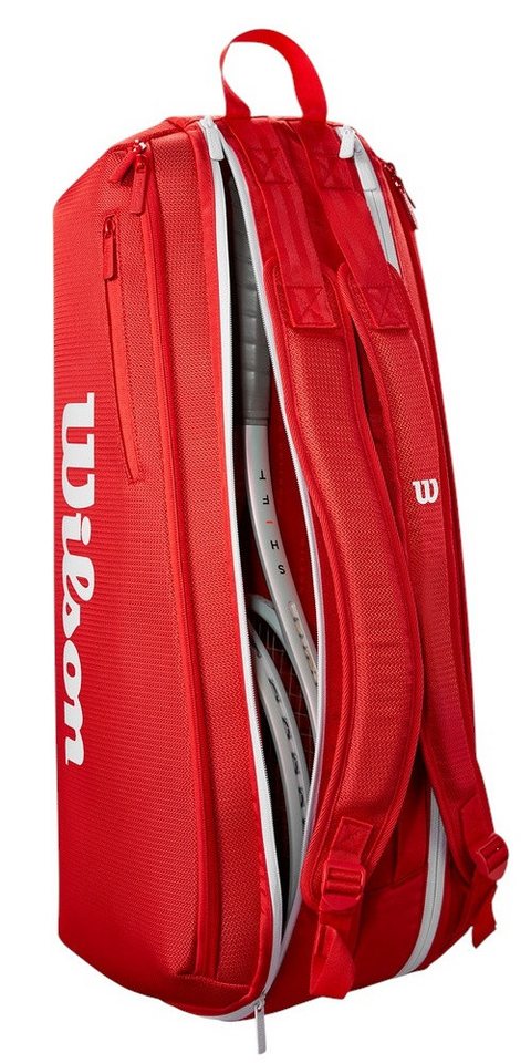 Wilson Sporttasche Tennis-Racketbag Super Tour 2025 (Schlägertasche, 2 Hauptfach) rot 6er von Wilson