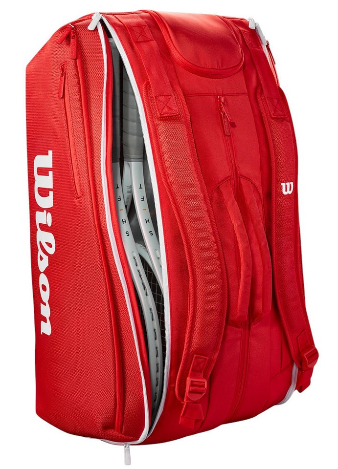 Wilson Sporttasche Tennis-Racketbag Super Tour 2025 (Schlägertasche, 3 Hauptfach) rot von Wilson