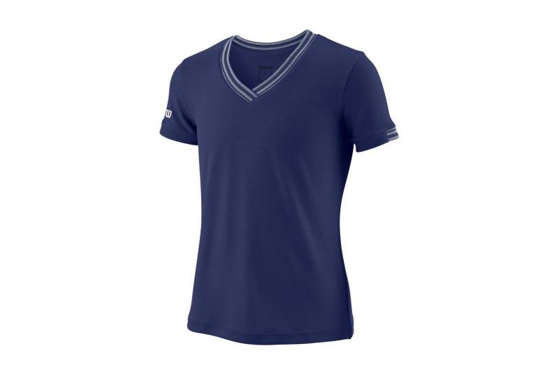 Wilson Tennisshirt Team V-Neck #18 dunkelblau Mädchen von Wilson