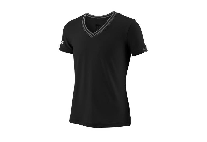 Wilson Tennisshirt Team V-Neck schwarz Mädchen von Wilson