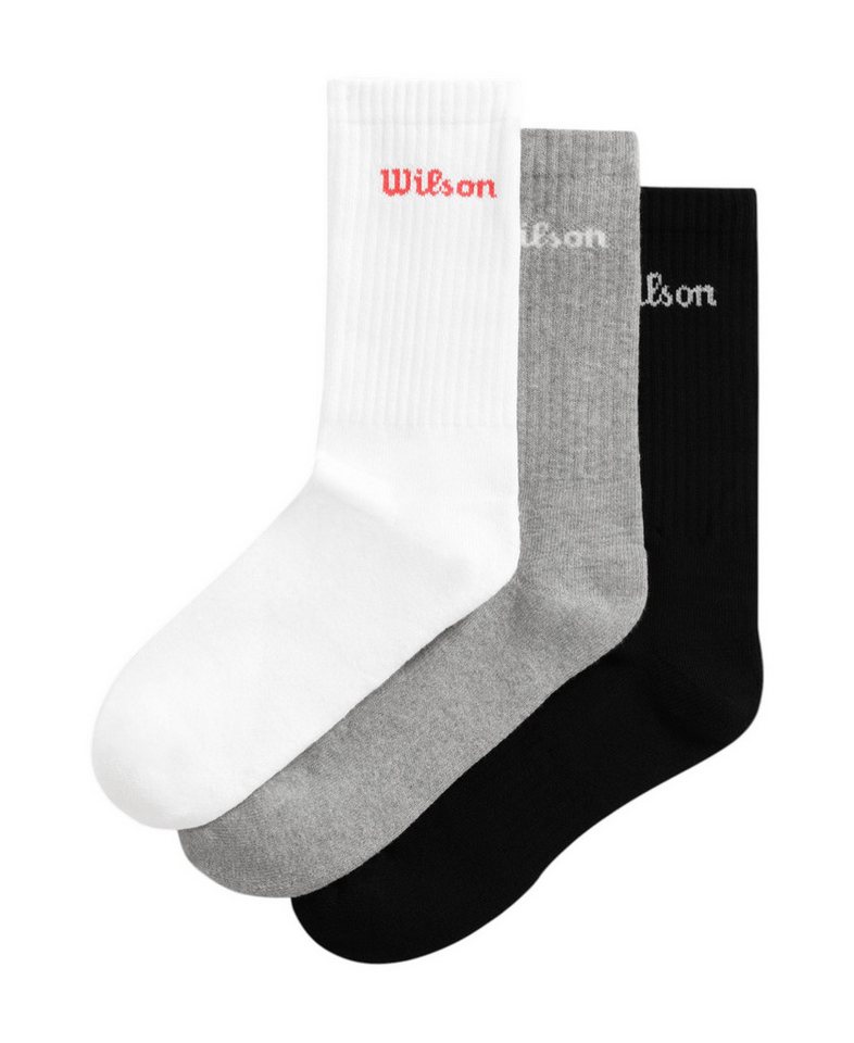 Wilson Tennissocken Crew Logo weiss/grau/schwarz Herren - 3 Paar von Wilson