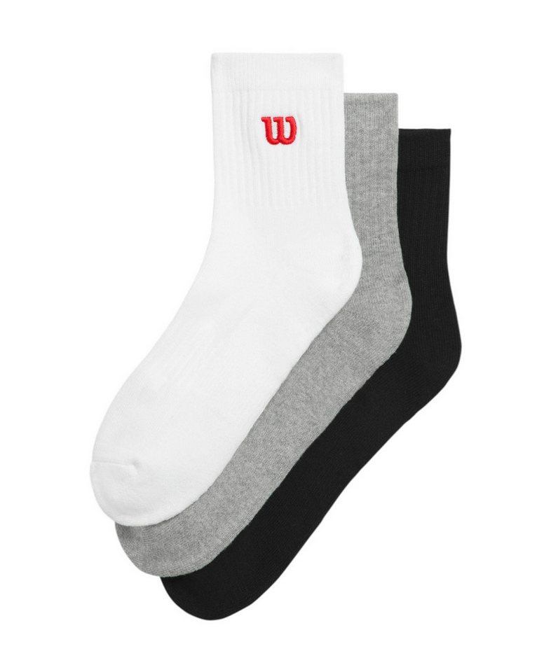Wilson Tennissocken Quarter Logo weiss/grau/schwarz Herren - 3 Paar von Wilson
