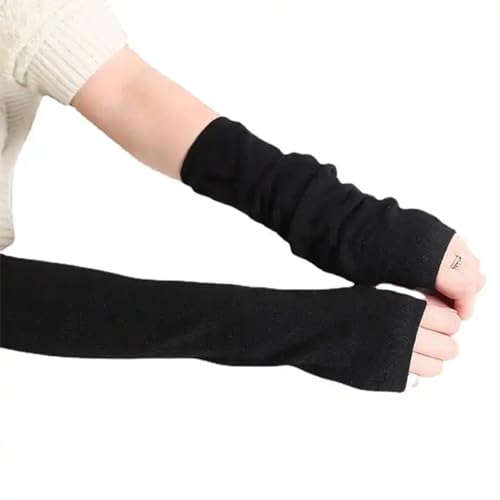 Wilsonzin Armstulpen Damen, Fingerlose Handschuhe Unisex Arm Warmers, Gestrickte Fingerlose Handschuhe Warm Winterhandschuhe Dehnbar Pulswärmer mit Daumenloch Über für Damen Herren von Wilsonzin