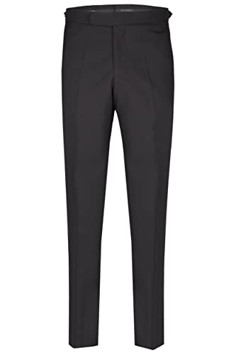 Wilvorst Smoking Hose Schwarz Classic Line normaler Schnitt mit Tunnelbund und Galon Schwarz 100% Schurwolle Größe 26 von Wilvorst