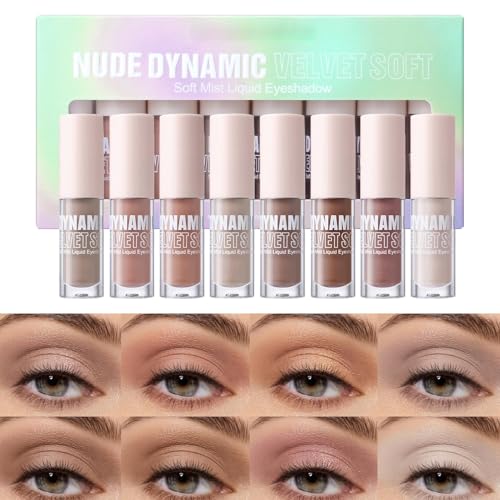 Wimnqie Flüssiger Lidschatten, Augenfarbe Tönung, Deckender wasserfester Flüssiglidschatten in 8 neutralen Farben für Damen und Mädchen von Wimnqie