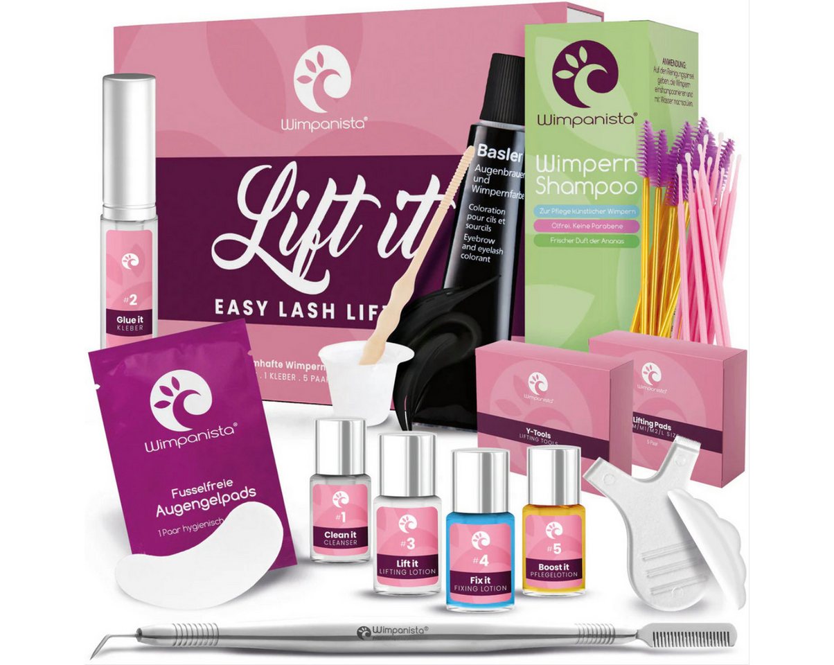 Wimpanista Wimpernpflege Lash Lifting Set 'Lift It' PRO. Lifting Kit & Wimpernfarbe im Set., Wahl aus Braun, Lichtbraun, Schwarz oder Blauschwarz von Wimpanista
