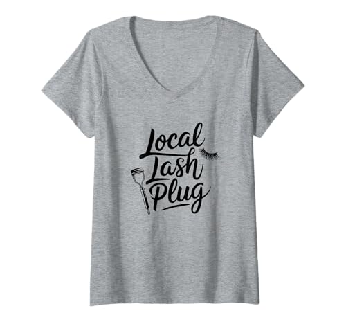 Damen Wimpernstylistin Local Lash Plug Design T-Shirt mit V-Ausschnitt Damen Wimpernstylistin Local Lash Plug Design T-Shirt mit V-Ausschnitt von Wimpernverlängerung Lash Artist Trends