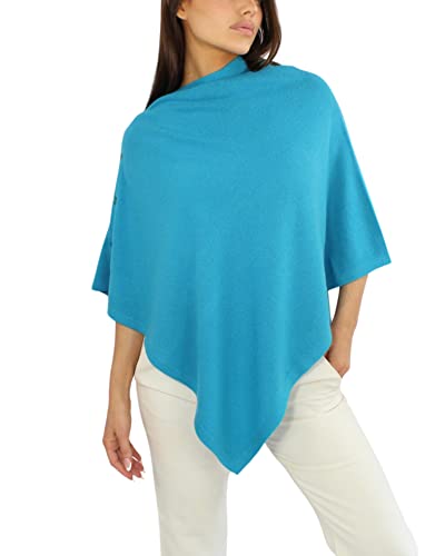 Win's Damen Poncho aus Kaschmirgemisch - Made in Italy, azurblau, One size von Win's