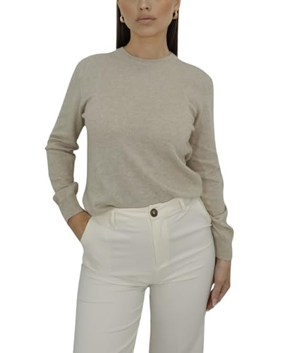 Win's Damen-Pullover mit Rundhalsausschnitt aus Kaschmir, hergestellt in Italien, Beige (5042), XXL von Win's