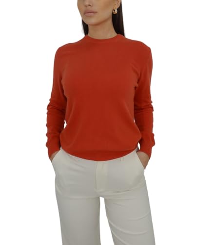 Win's Damen-Pullover mit Rundhalsausschnitt aus Kaschmir, hergestellt in Italien, Orange (5224), Large von Win's