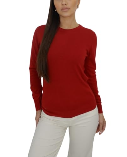 Win's Damen-Pullover mit Rundhalsausschnitt aus Kaschmir, hergestellt in Italien, Rot (807), Large von Win's