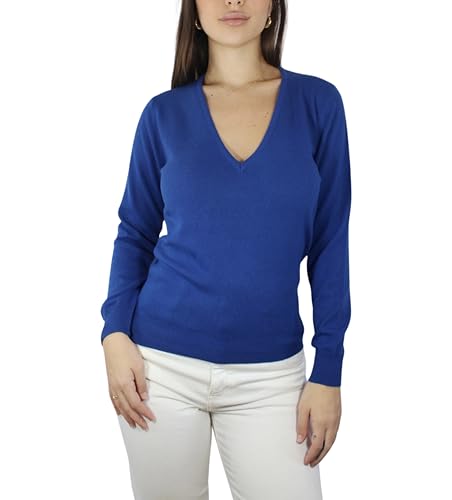 Win's Damenpullover mit V-Ausschnitt, Kaschmir, hergestellt in Italien, dunkelblau, Small Win's Damenpullover mit V-Ausschnitt, Kaschmir, hergestellt in Italien, dunkelblau, Small von Win's
