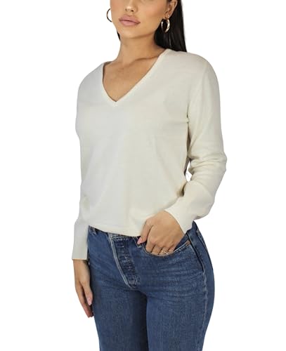 Win's Damenpullover mit V-Ausschnitt, Kaschmir, hergestellt in Italien, gebrochenes weiß, XL von Win's