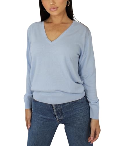 Win's Damen-Pullover, V-Ausschnitt, Kaschmir, hergestellt in Italien, himmelblau, XL von Win's