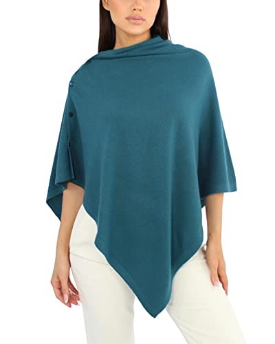 Win's Poncho aus Kaschmir-Mischgewebe für Damen, hergestellt in Italien, blau (bleu canard), One size von Win's