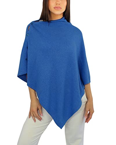 Win's Poncho aus Kaschmir-Mischgewebe für Damen, hergestellt in Italien, königsblau, One size von Win's