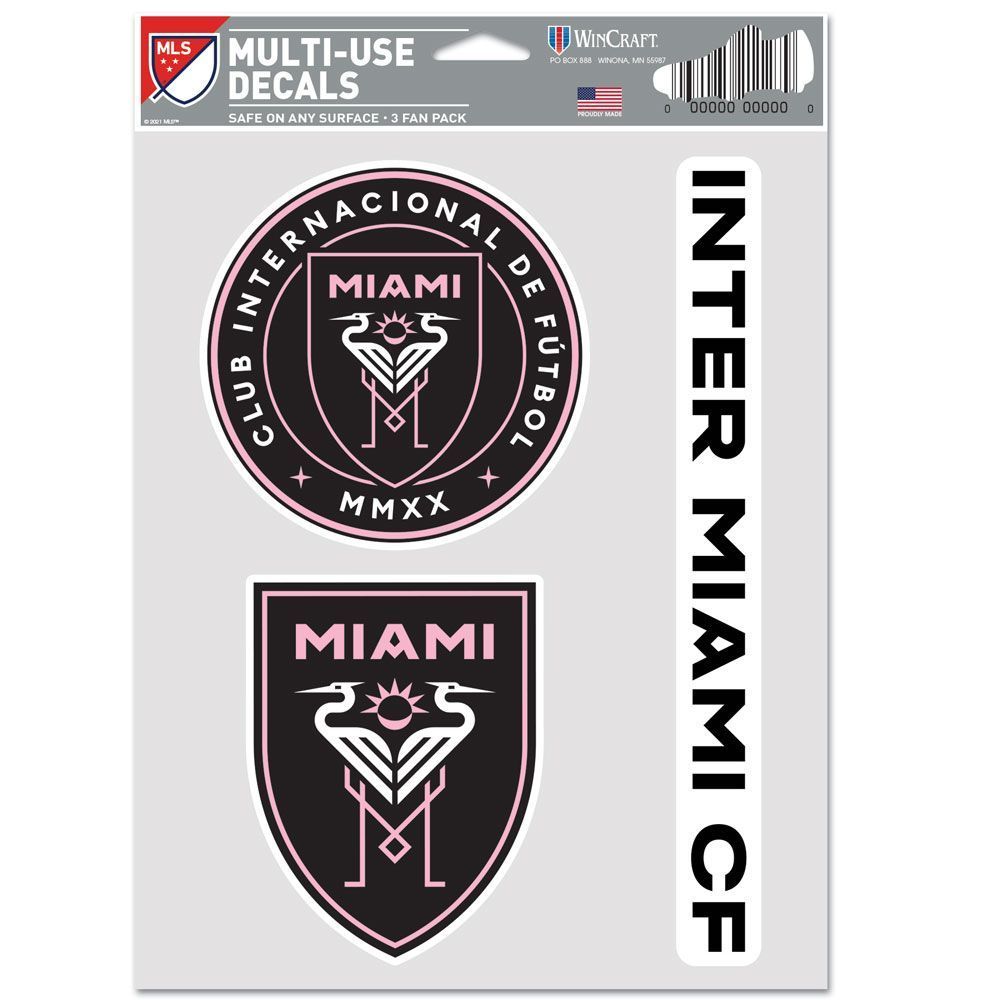 Inter Miami MLS Aufkleber Multi-Use 3er Set 20x15cm von WinCraft