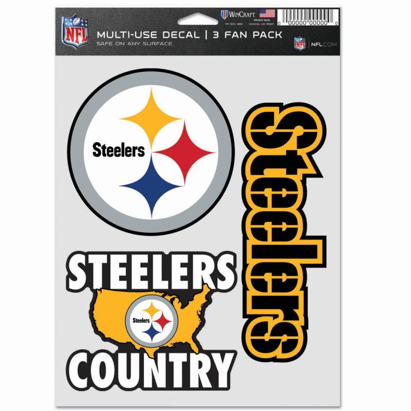 NFL Aufkleber Multi 3er Set 20x15cm - Pittsburgh Steelers von WinCraft