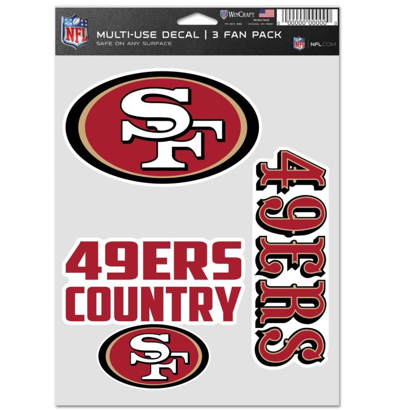NFL Aufkleber Multi 3er Set 20x15cm - San Francisco 49ers von WinCraft