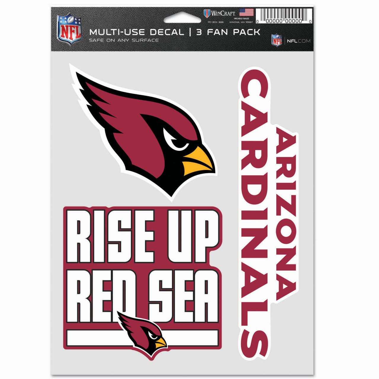 NFL Aufkleber Multi-Use 3er Set 20x15cm - Arizona Cardinals von WinCraft