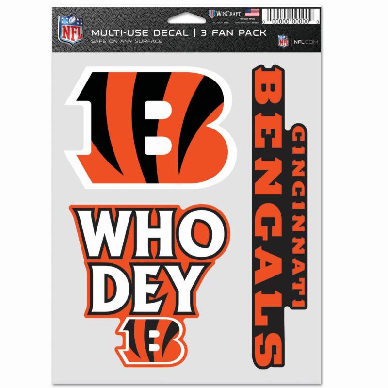 NFL Aufkleber Multi-Use 3er Set 20x15cm - Cincinnati Bengals von WinCraft