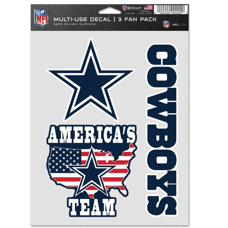 NFL Aufkleber Multi-Use 3er Set 20x15cm - Dallas Cowboys von WinCraft