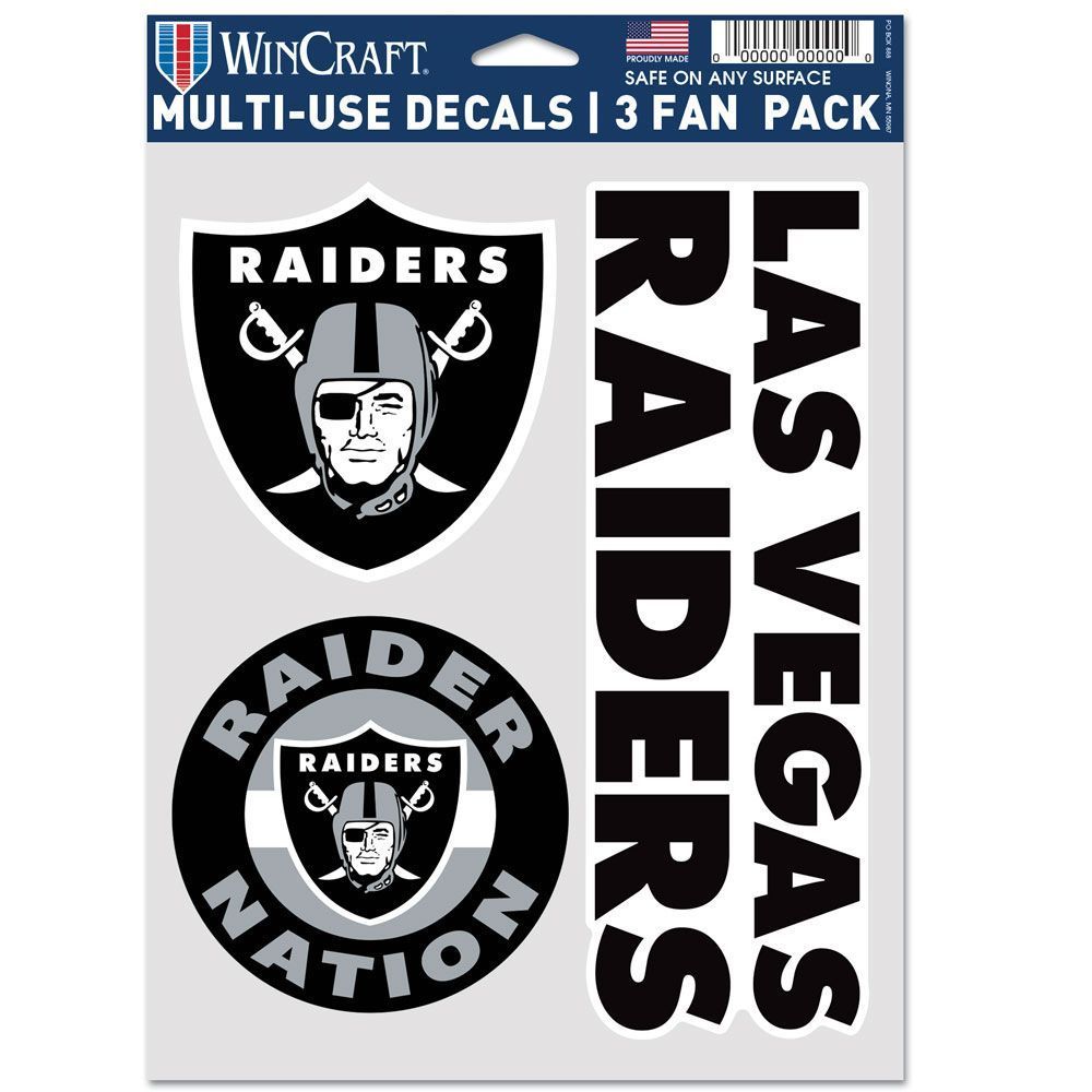 NFL Aufkleber Multi-Use 3er Set 20x15cm - Las Vegas Raiders von WinCraft