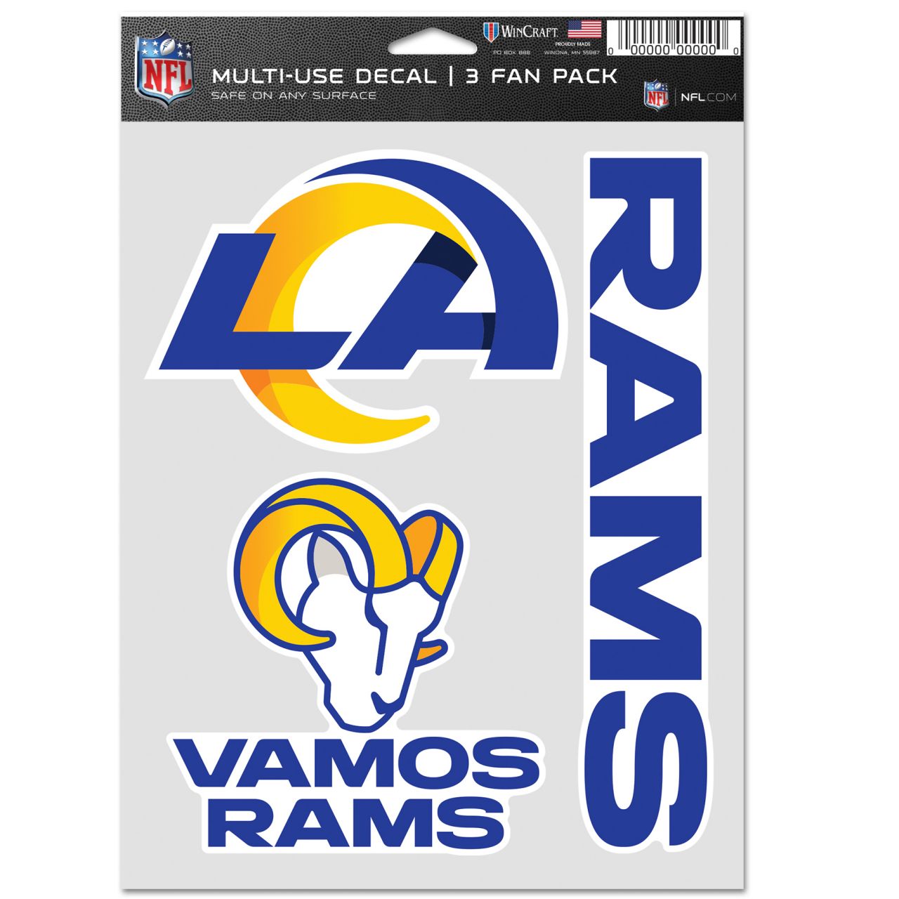 NFL Aufkleber Multi-Use 3er Set 20x15cm - Los Angeles Rams von WinCraft