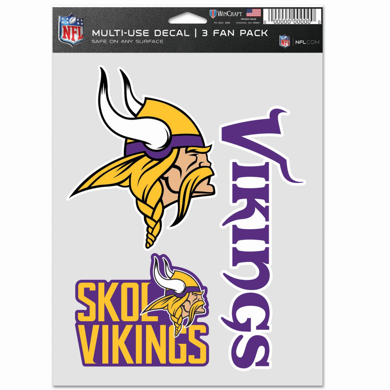 NFL Aufkleber Multi-Use 3er Set 20x15cm - Minnesota Vikings von WinCraft