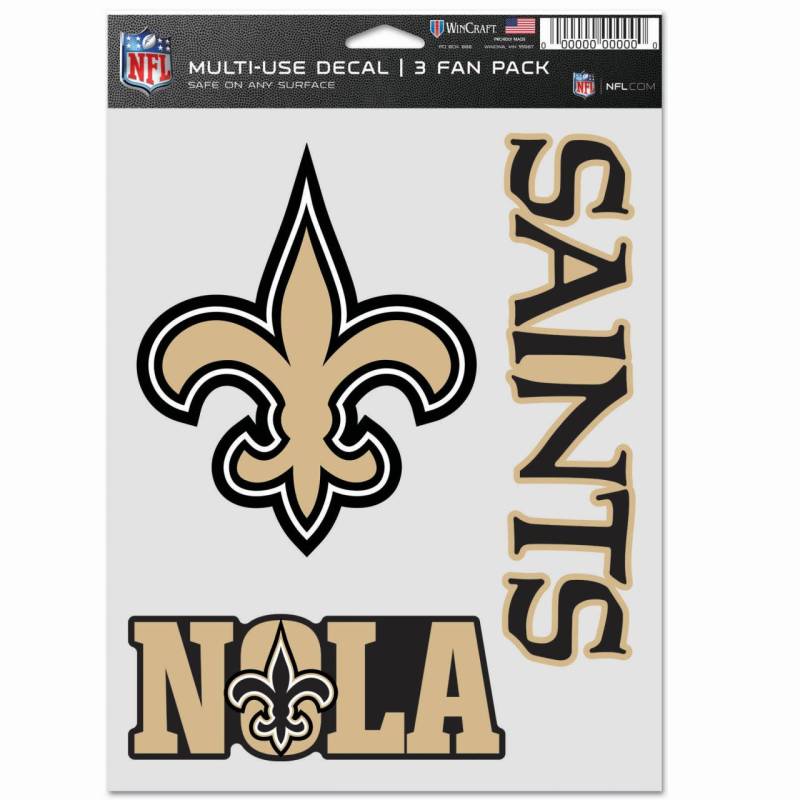 NFL Aufkleber Multi-Use 3er Set 20x15cm - New Orleans Saints von WinCraft