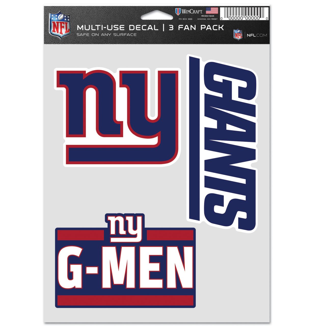 NFL Aufkleber Multi-Use 3er Set 20x15cm - New York Giants von WinCraft