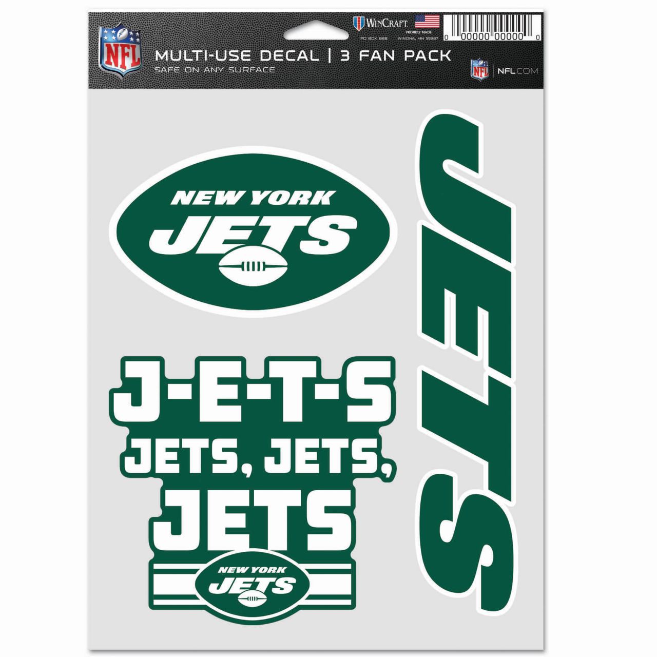 NFL Aufkleber Multi-Use 3er Set 20x15cm - New York Jets von WinCraft