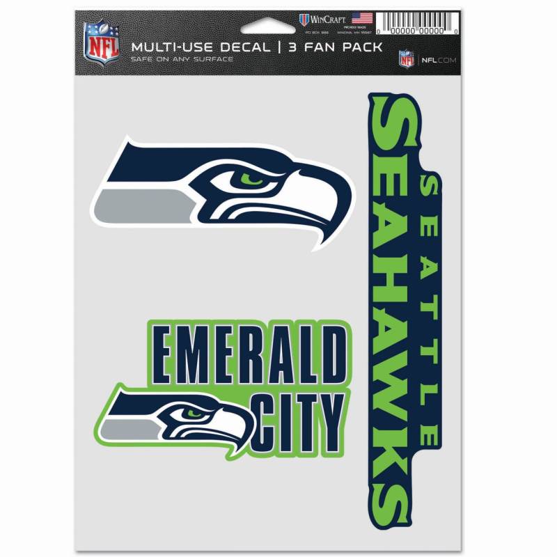 NFL Aufkleber Multi-Use 3er Set 20x15cm - Seattle Seahawks von WinCraft