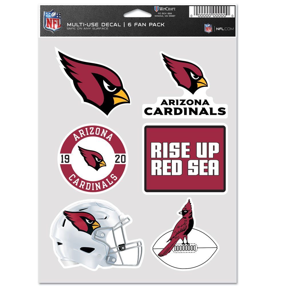 NFL Aufkleber Multi-Use 6er Set 19x14cm Arizona Cardinals von WinCraft