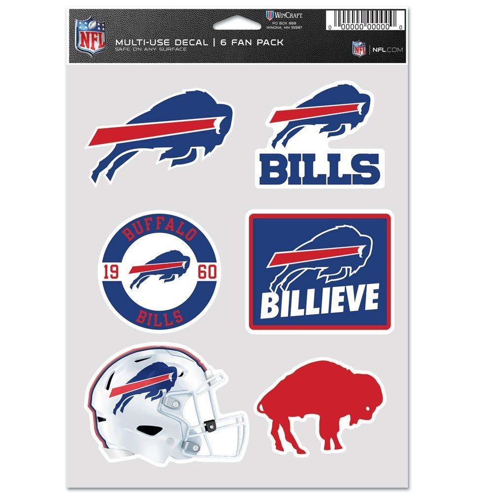 NFL Aufkleber Multi-Use 6er Set 19x14cm Buffalo Bills von WinCraft